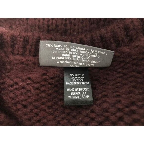 WOODEN SHIPS Paola Buendia Soft Mohair Wool Blend Sweater Size S/M Burgundy - Picture 7 of 7